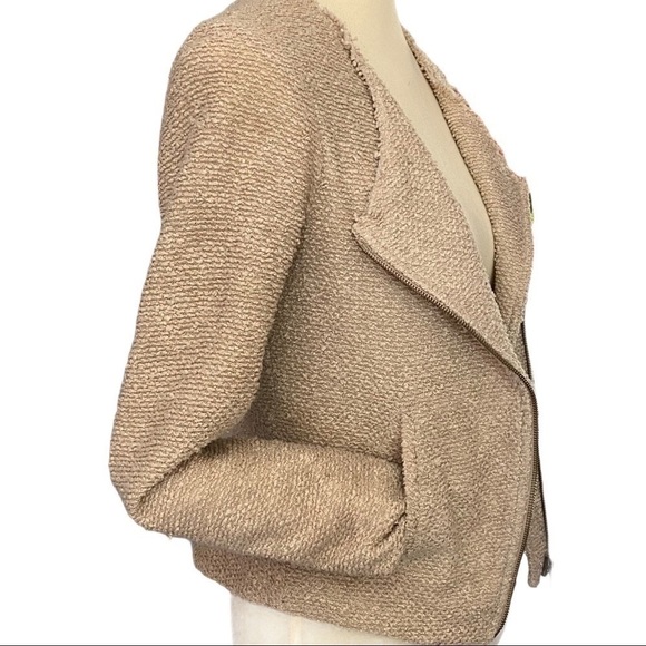 Anthropologie Cartonnier Gold Shimmer Asymmetrical Full-Zip Jacket Blazer Small - Picture 5 of 12